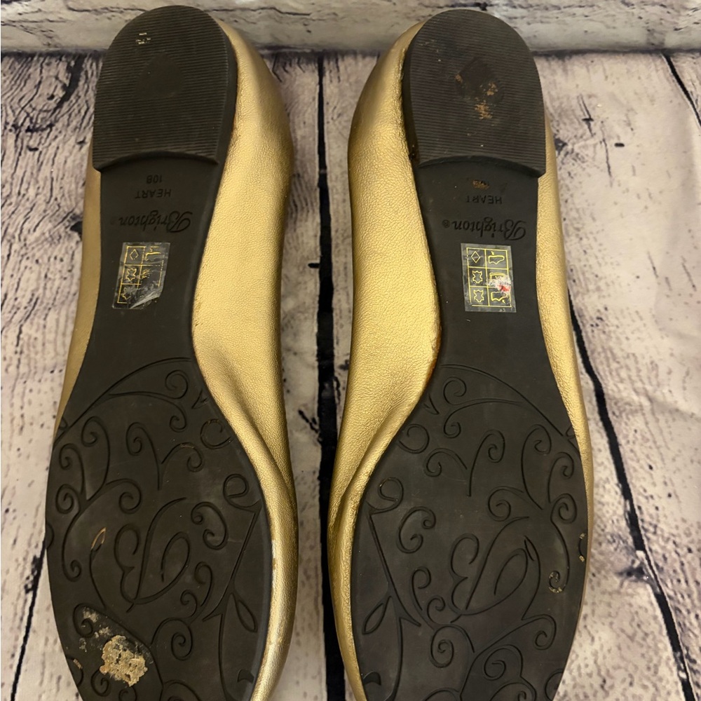 Brighton Gold Ballet Flats with silver Heart Size 10 - Picture 5 of 6